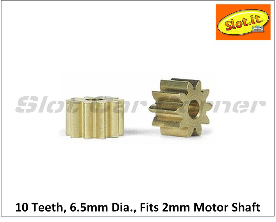Slot.It PS10 Press-on Pinion, 10T, Sidewinder, 6.5mm, Brass