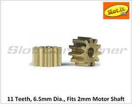 Slot.It PS11 Press-on Pinion, 11T, Sidewinder, 6.5mm, Brass