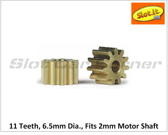 Slot.It PS11 Press-on Pinion, 11T, Sidewinder, 6.5mm, Brass
