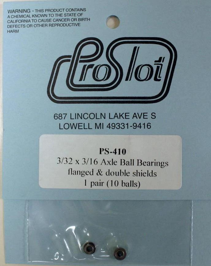ProSlot PS-410 3/32" x 3/16" Single Flange Ball Bearings, Shielded