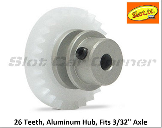 Slot.It GO26-Al Gear, 26T, Inline Offset Crown, Aluminum