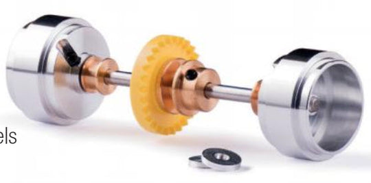 Slot.It KK07c Rear Axle Assembly, Large Hubs, Inline Crown